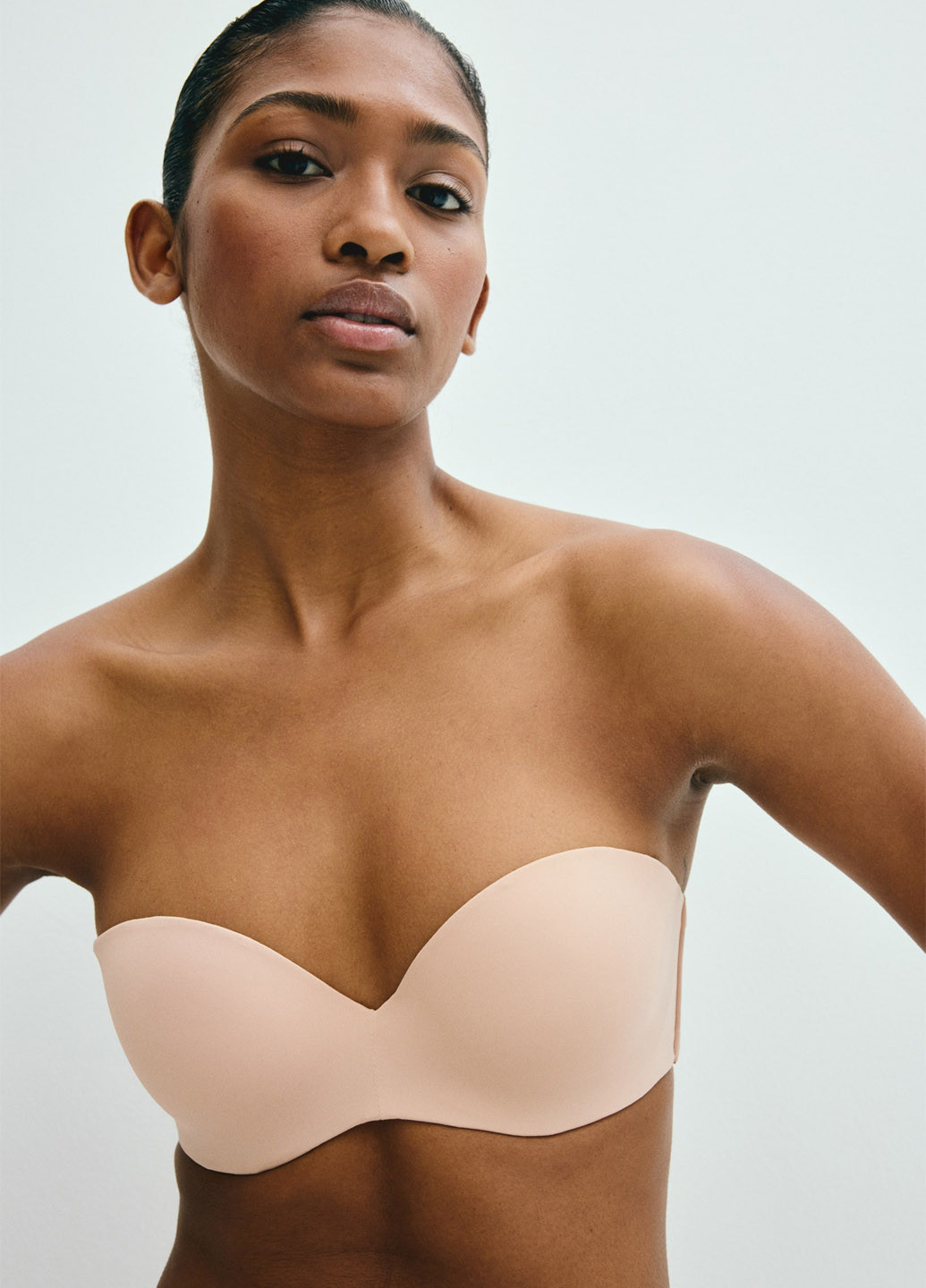 Кремовий балконет бюстгальтер H&M з кісточками поліамід