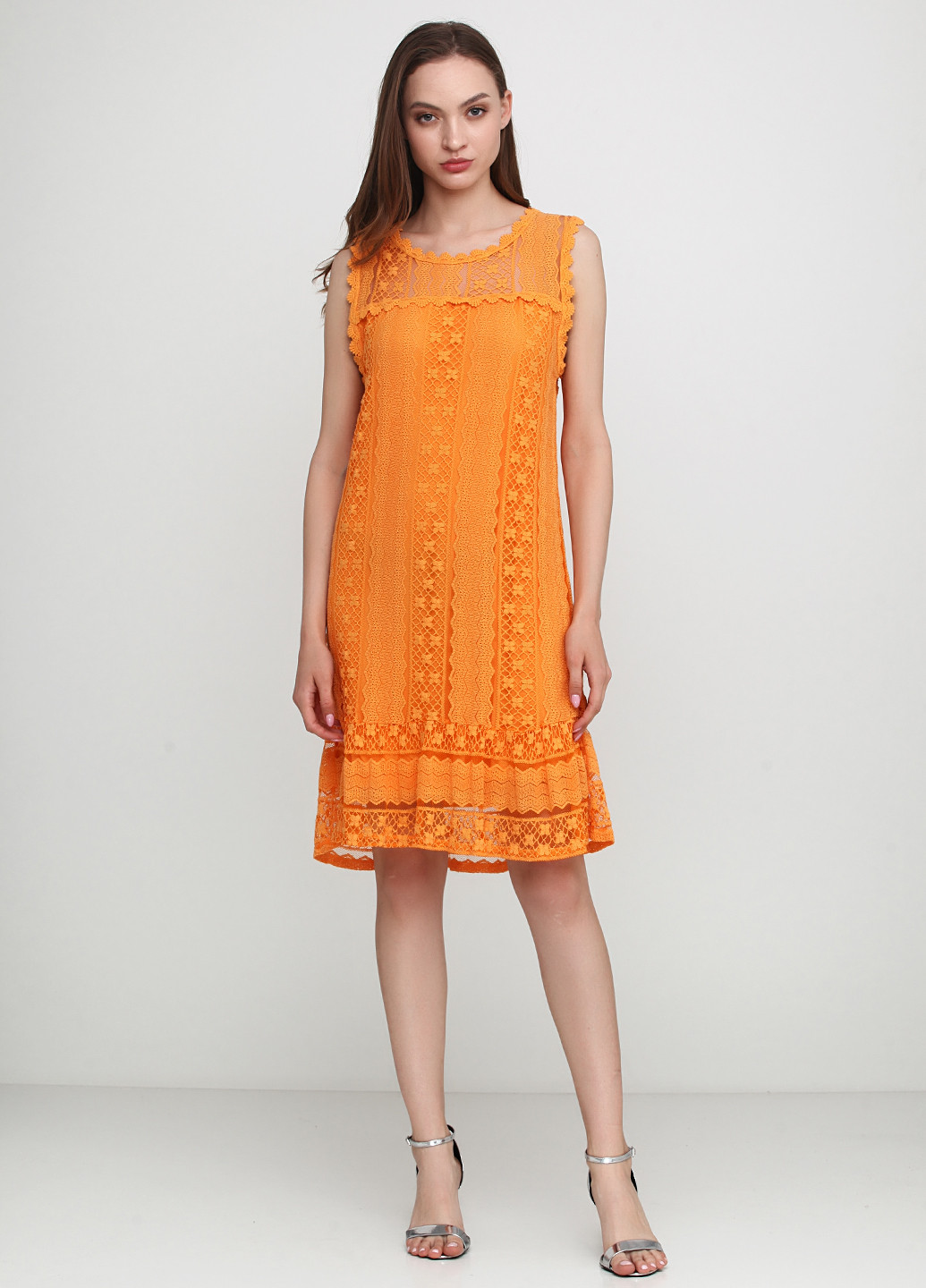 Оранжевое кэжуал платье Moda in Italy однотонное