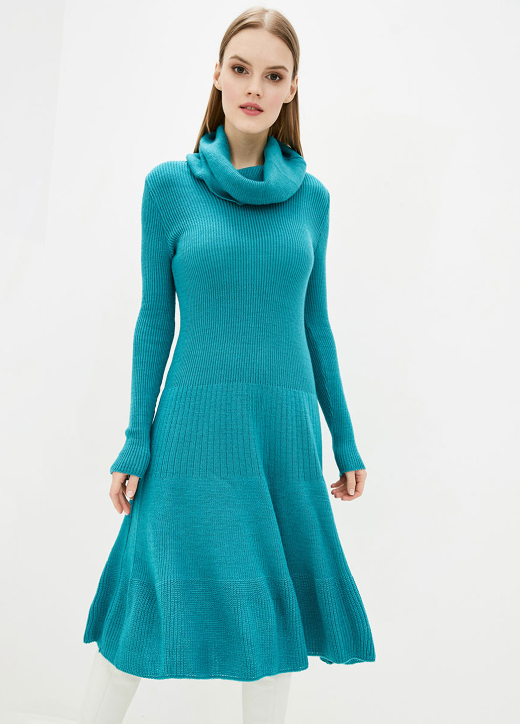 Бирюзовое кэжуал платье платье-свитер Sewel однотонное