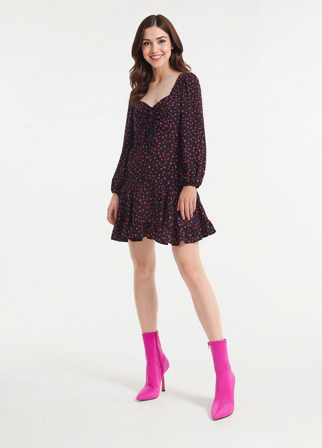 Черное кэжуал платье а-силуэт Reserved розы