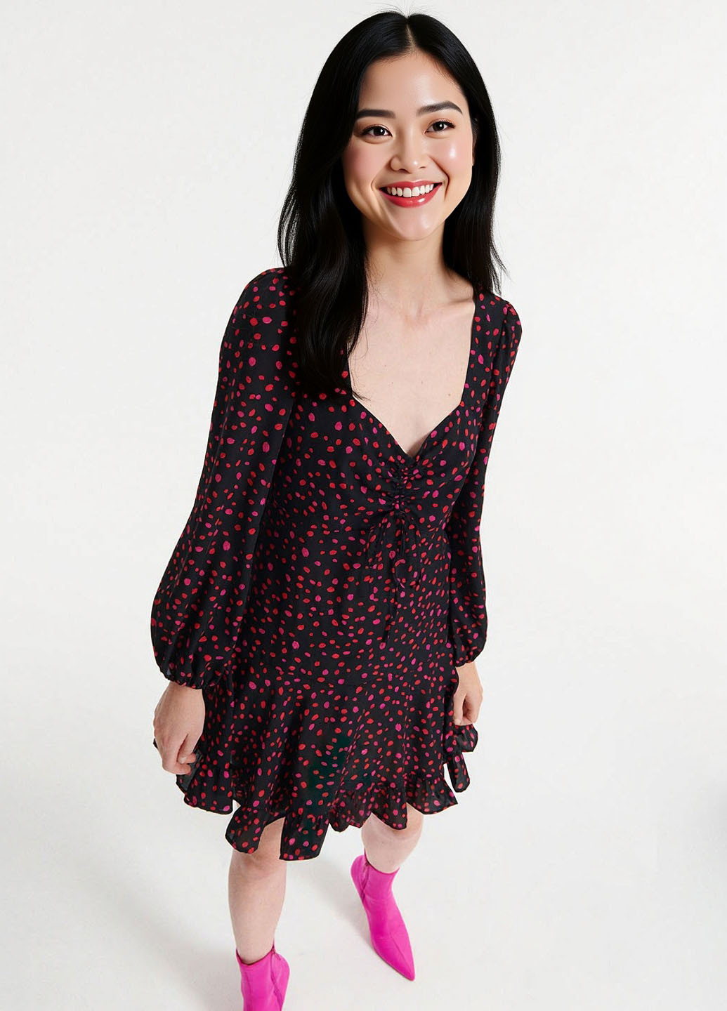 Черное кэжуал платье а-силуэт Reserved розы