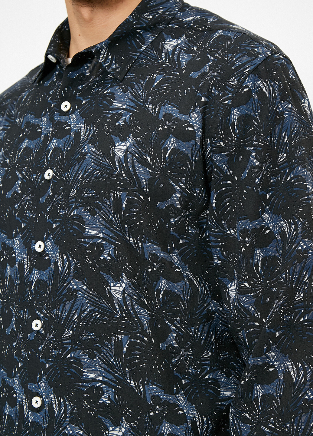Сорочка KOTON малюнок темно-синя кежуал віскоза