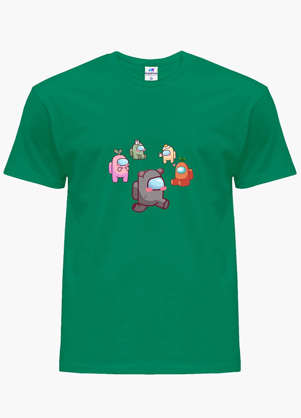 Зеленая демисезонная футболка детская амонг ас (among us)(9224-2407) MobiPrint