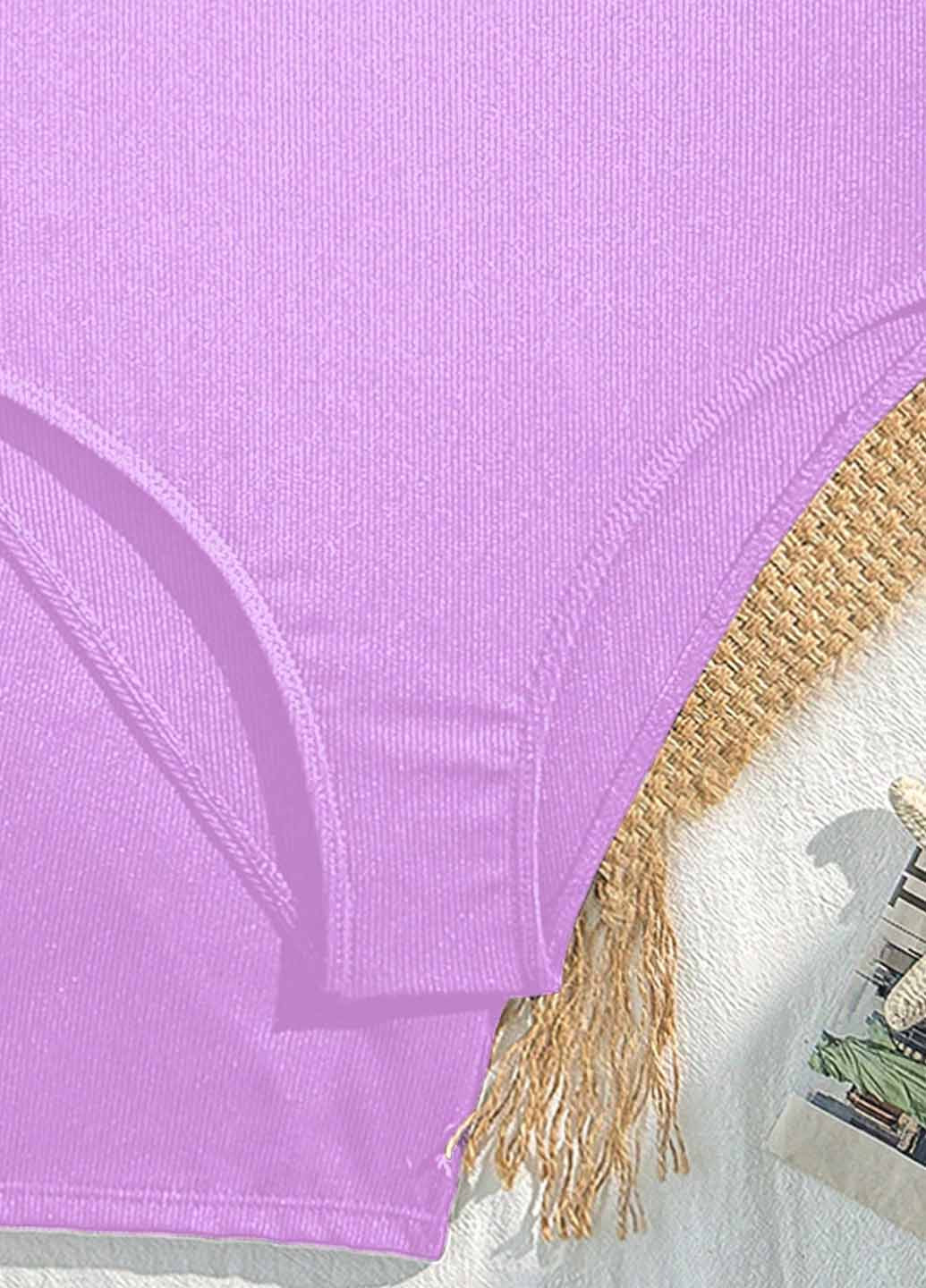 Лиловый летний комплект (купальник, шорты) SHEIN