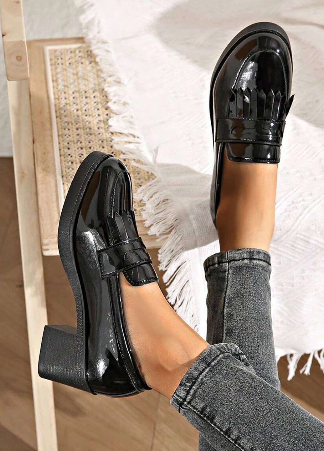 SHEIN Туфлі лофери чорний з штучна шкіра, китай — демісезон (322852025)