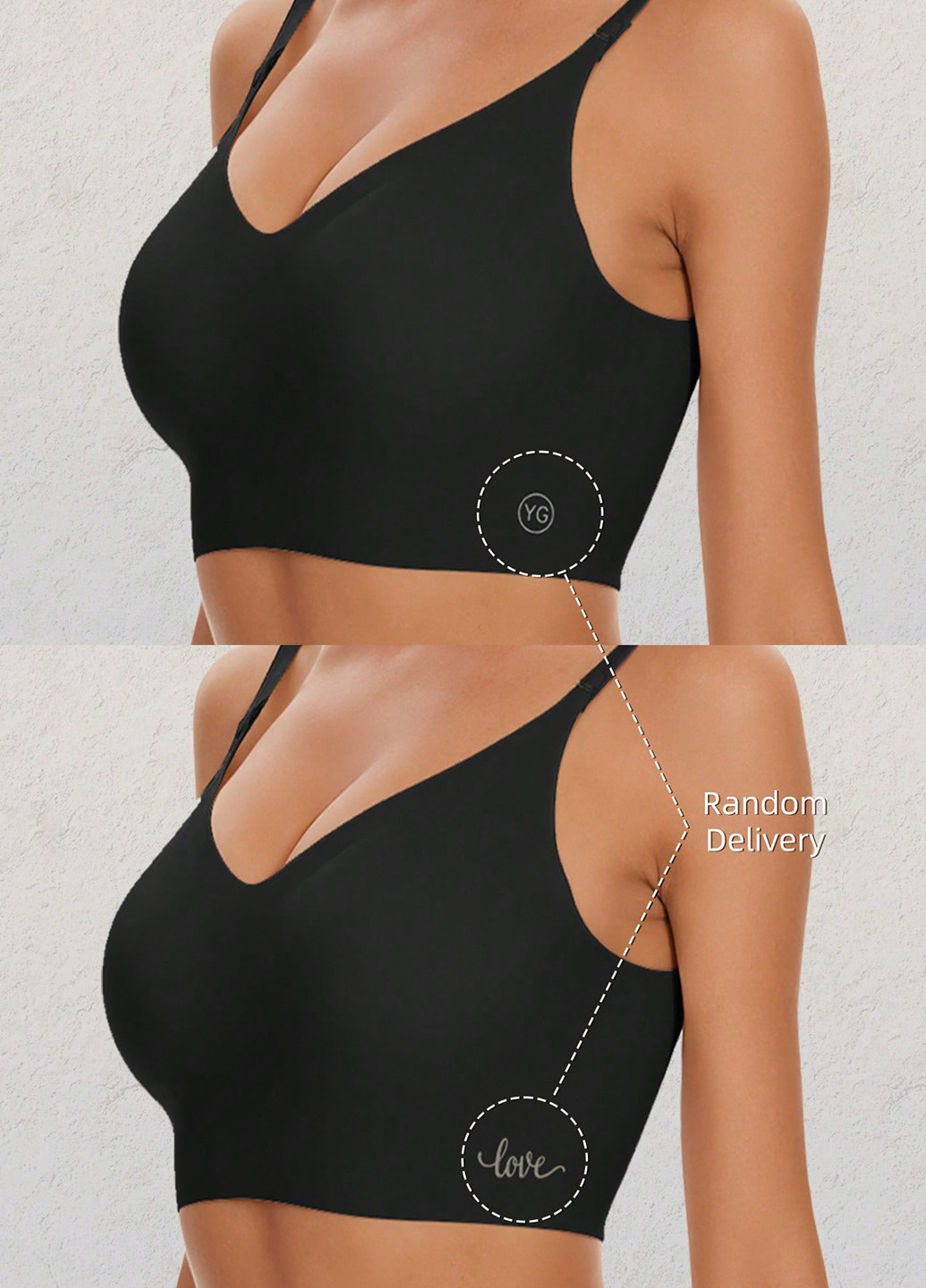 Комбинированный бесшовный бюстгальтер (2 шт.) SHEIN без косточек полиамид