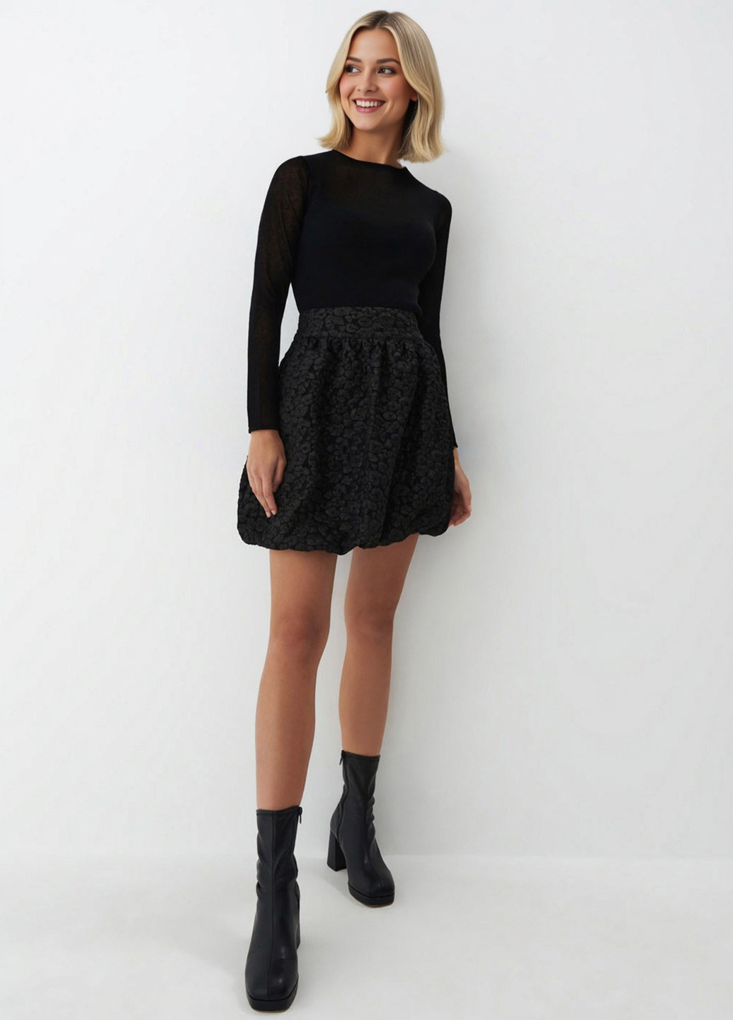 Черная кэжуал леопардовая юбка Mohito клешированная