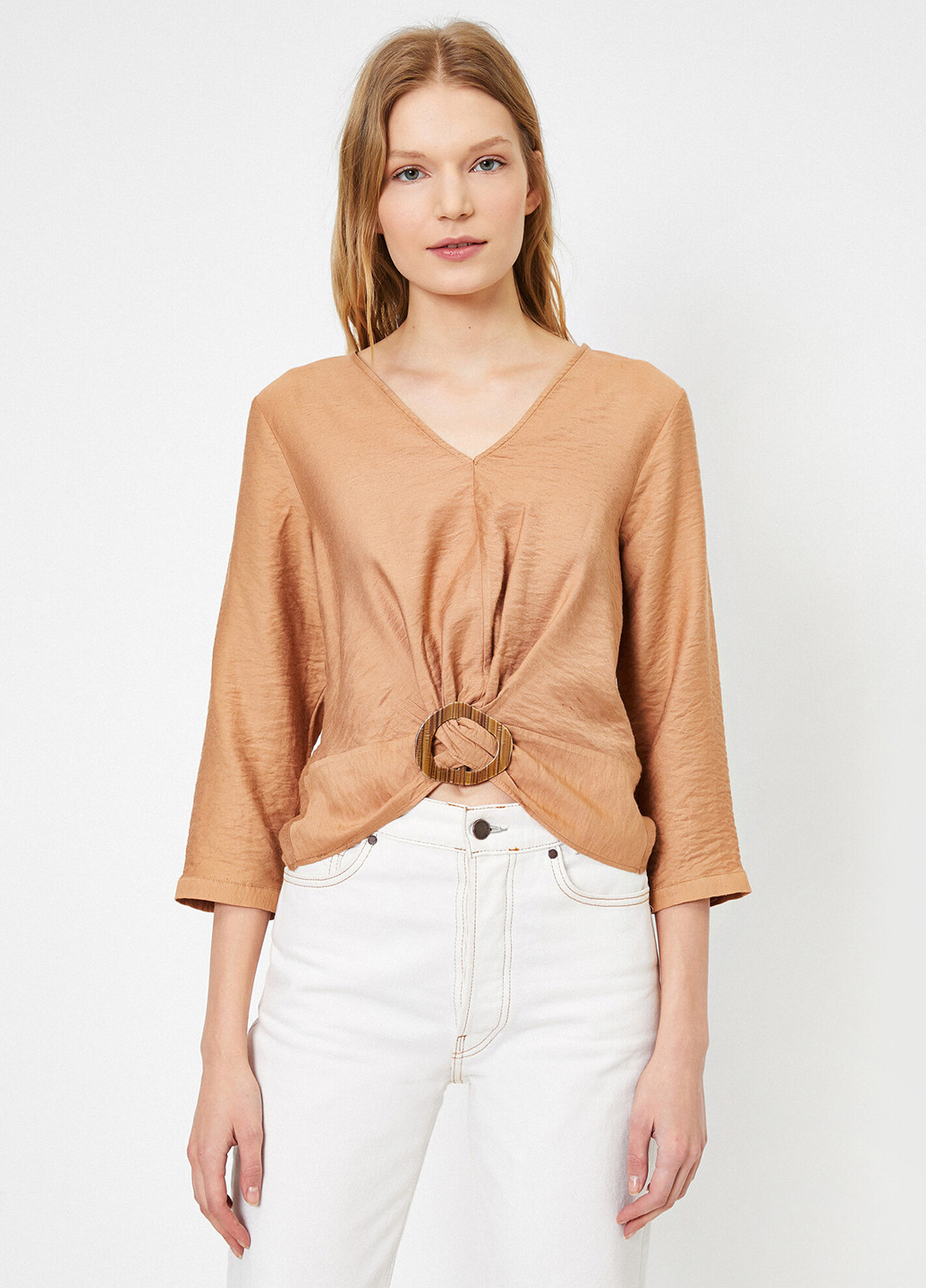 Светло-коричневая летняя блуза KOTON