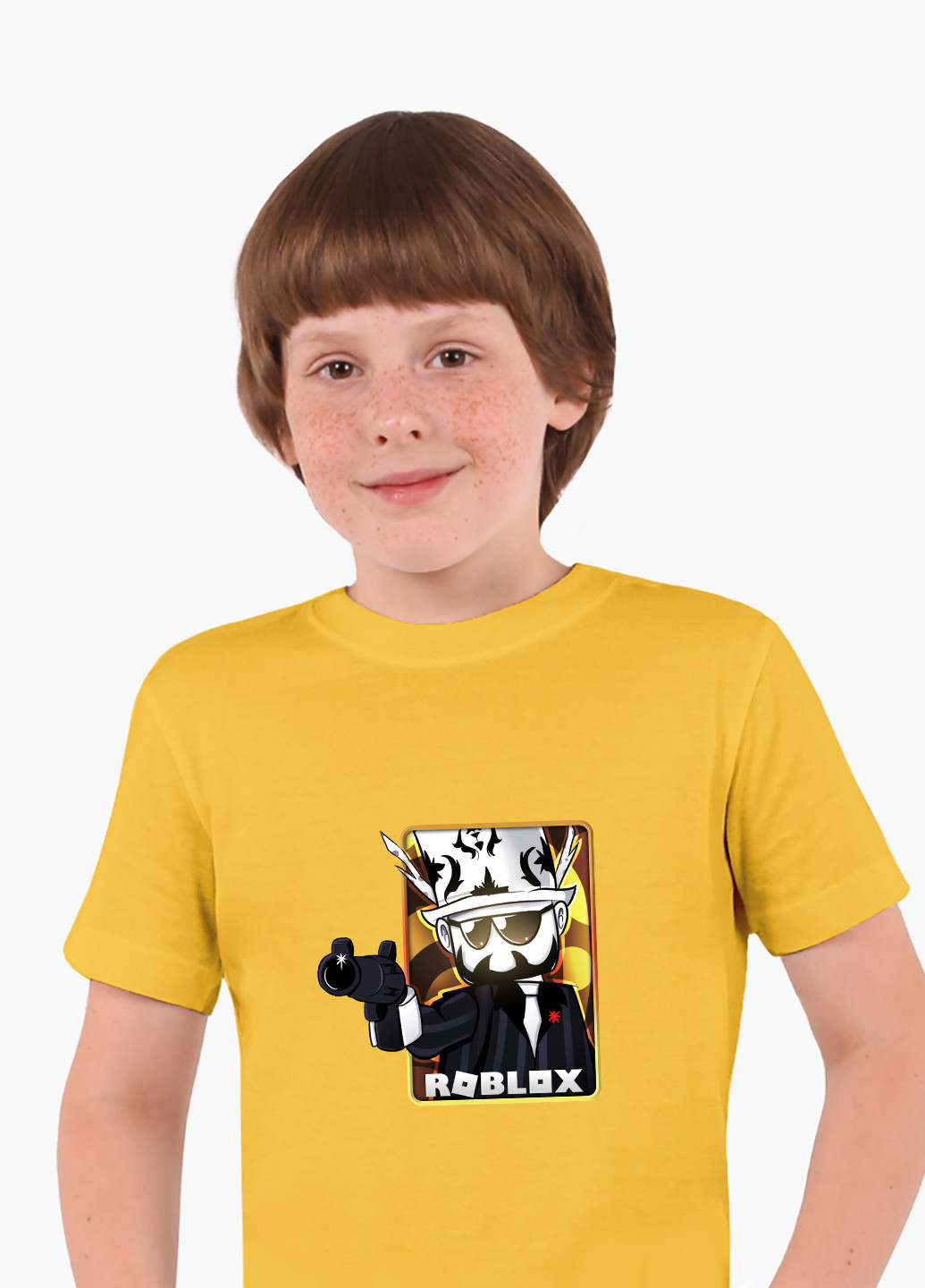 Желтая демисезонная футболка детская роблокс (roblox)(9224-1222) MobiPrint