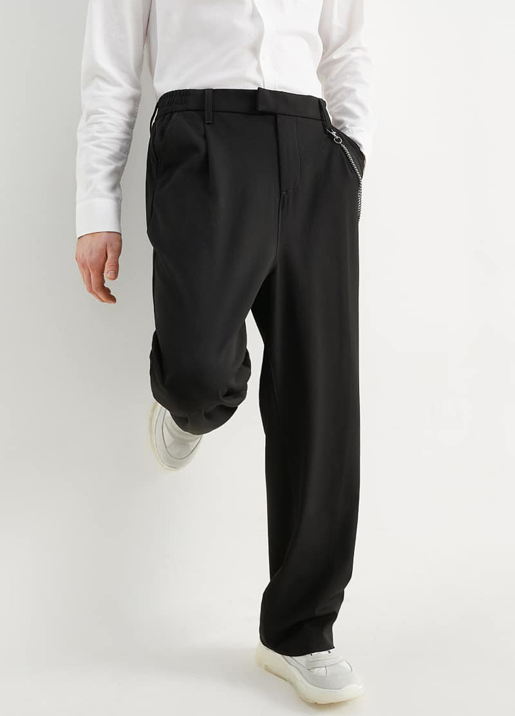 Черные кэжуал демисезонные прямые брюки C&A