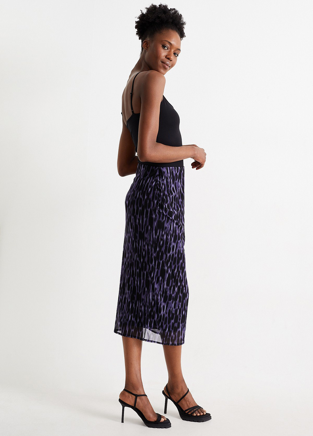 Фиолетовая кэжуал леопардовая юбка C&A