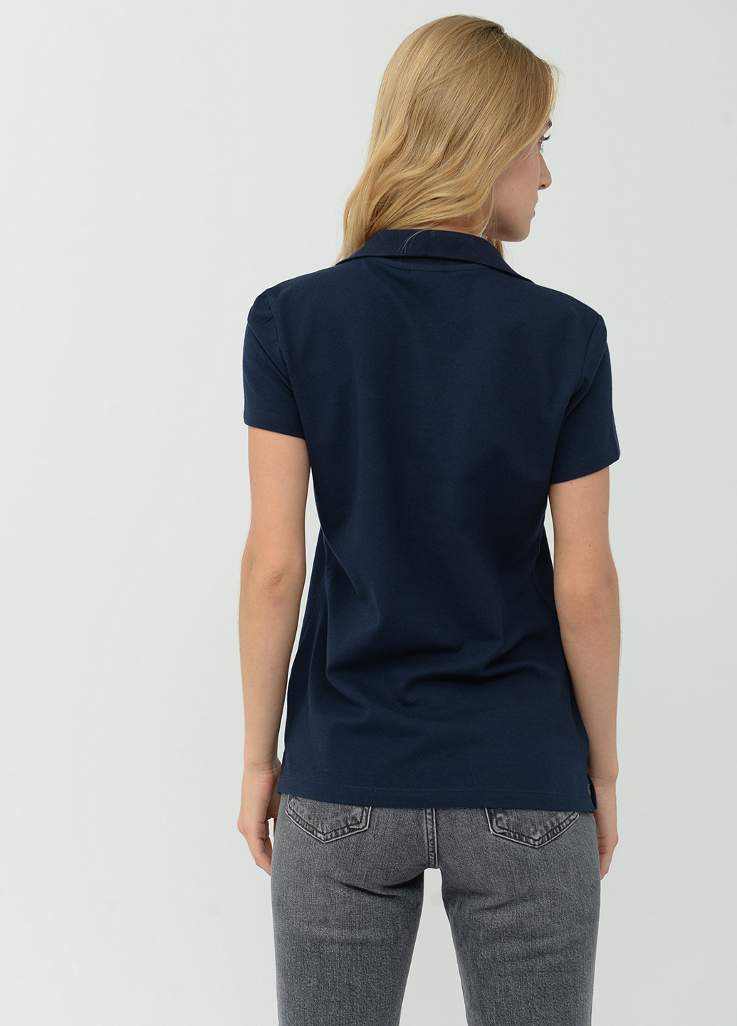 Темно-синяя женская футболка-поло Tom Tailor однотонная