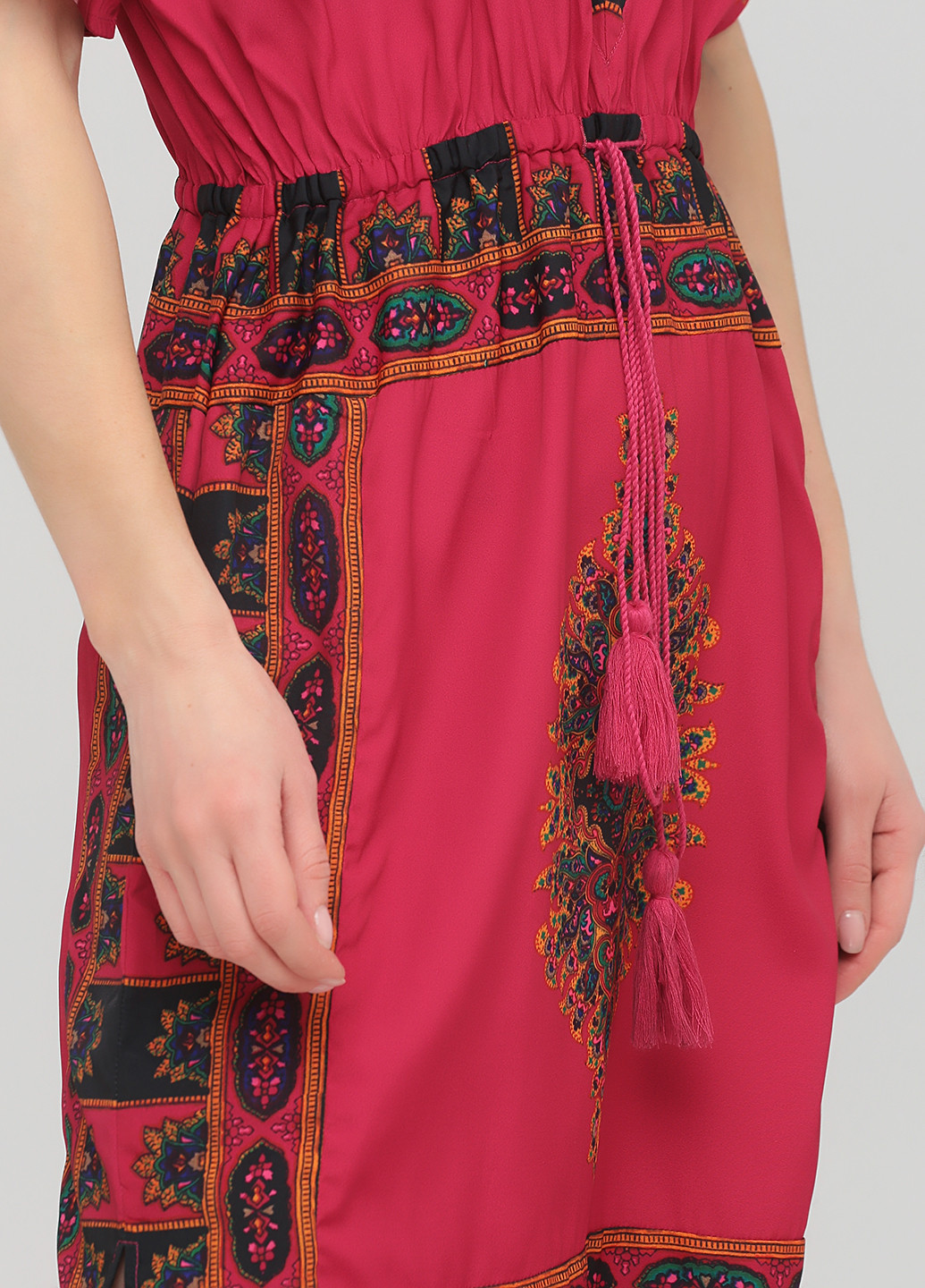 Малиновое кэжуал платье The J. Peterman Company с орнаментом