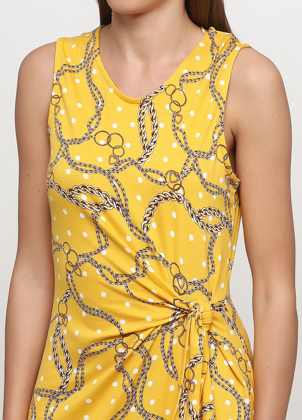 Желтое кэжуал платье BRANDTEX COPENHAGEN с абстрактным узором