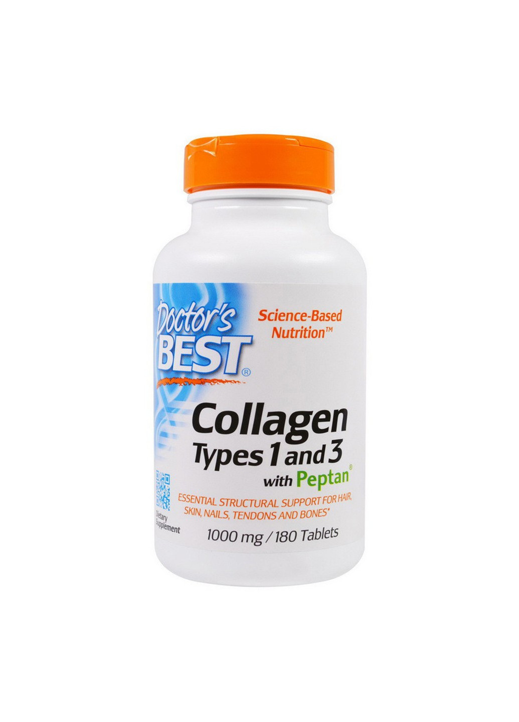 Колаген Collagen Types 1 & 3 with Peptan 1000 mg (180 таб) доктор бест Doctor's Best (255409106)
