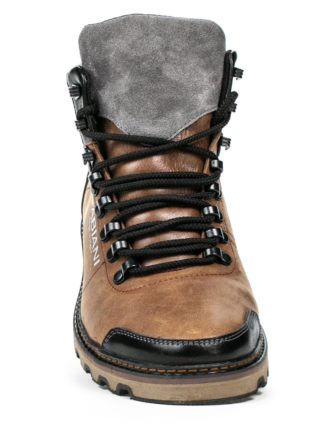 Цветные зимние ботинки b331 черный-св.коричневый Fabiani