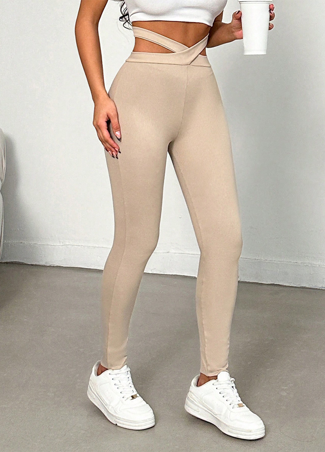 Бежевые летние леггинсы YGT