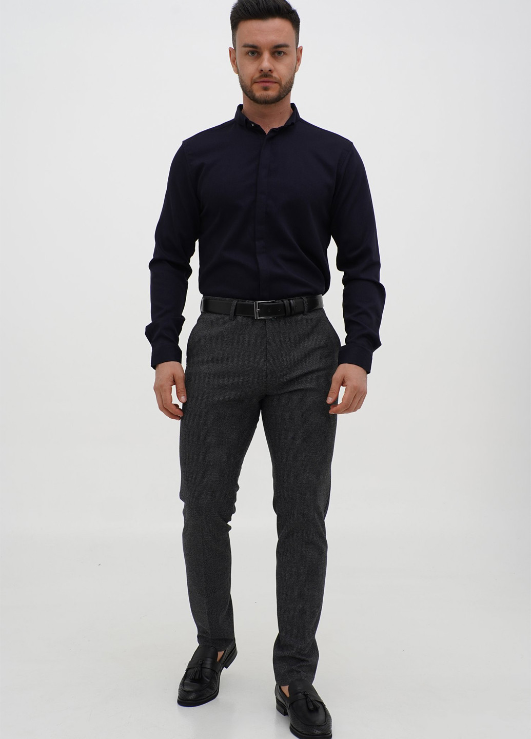 Темно-серые классические демисезонные зауженные брюки Trend Collection