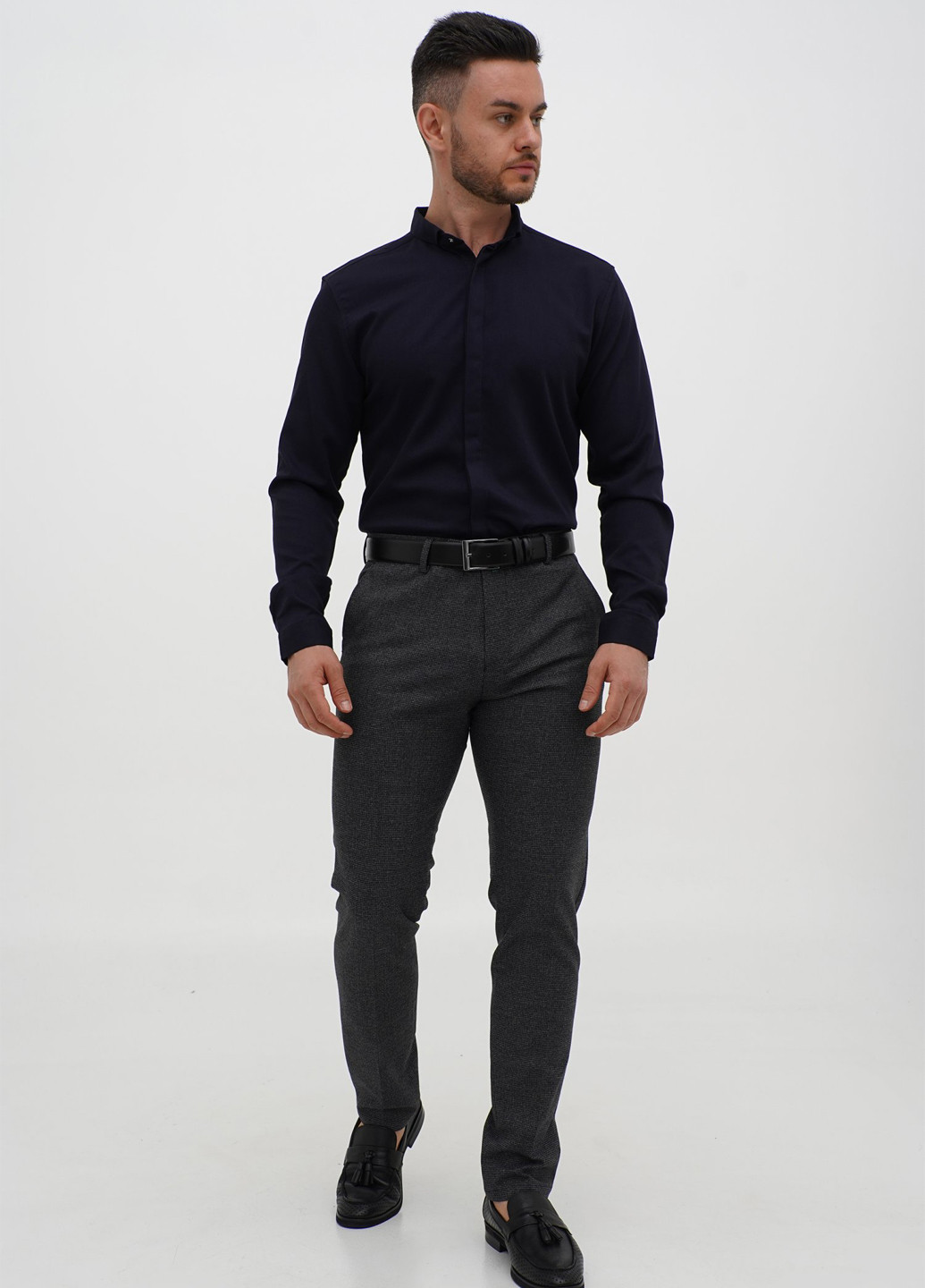 Темно-серые классические демисезонные зауженные брюки Trend Collection