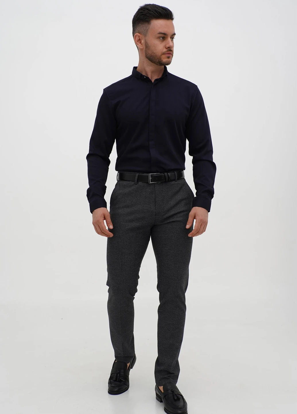 Темно-серые классические демисезонные зауженные брюки Trend Collection