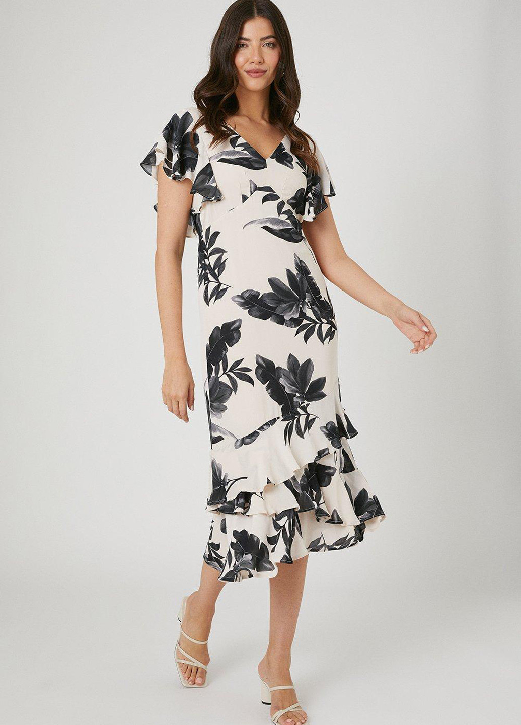 Черно-белое кэжуал платье Wallis с цветочным принтом
