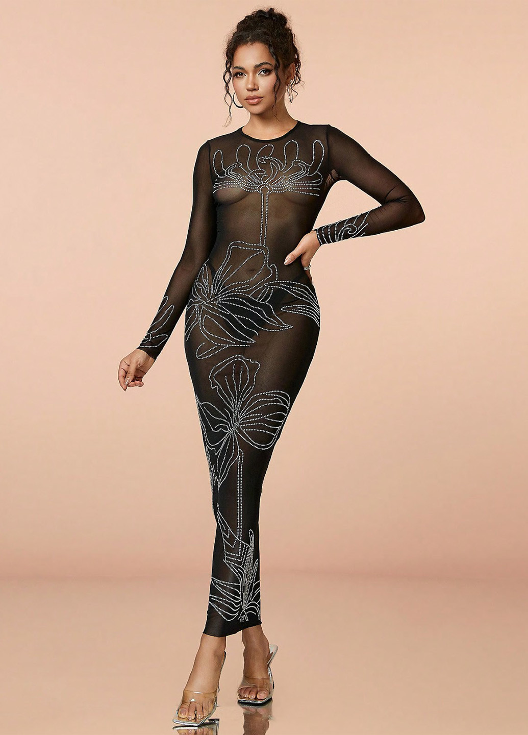 Черное откровенный платье силуэтная SHEIN однотонное