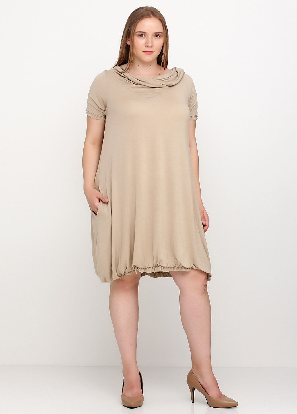 Бежева кежуал плаття, сукня Oblique однотонна
