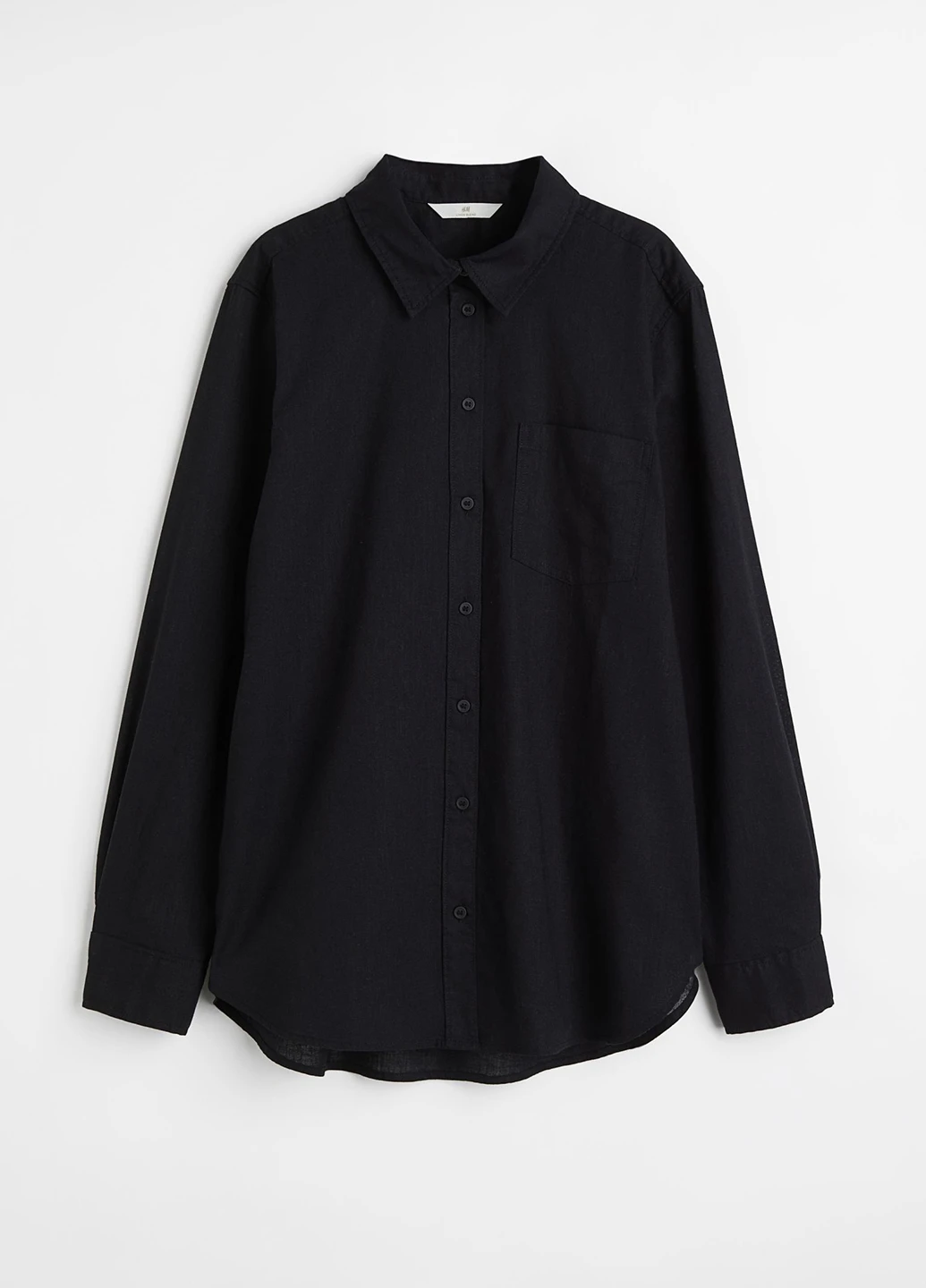 Черная кэжуал рубашка однотонная H&M