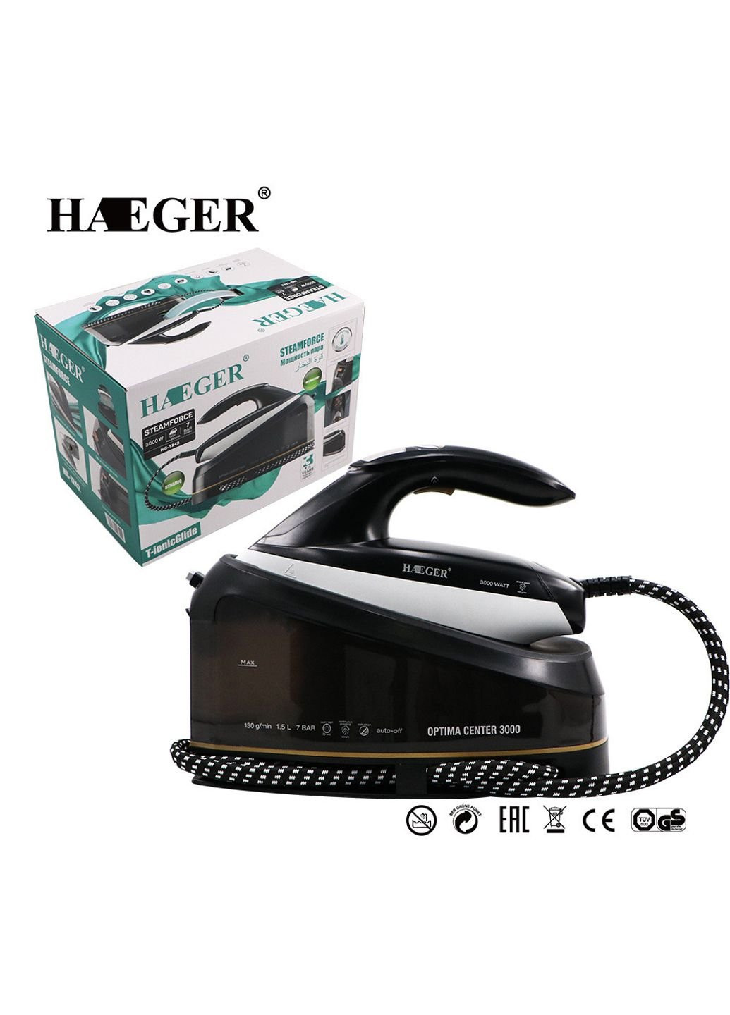 Праска парова на підставці HG-1242 3000 Вт Haeger (253866030)