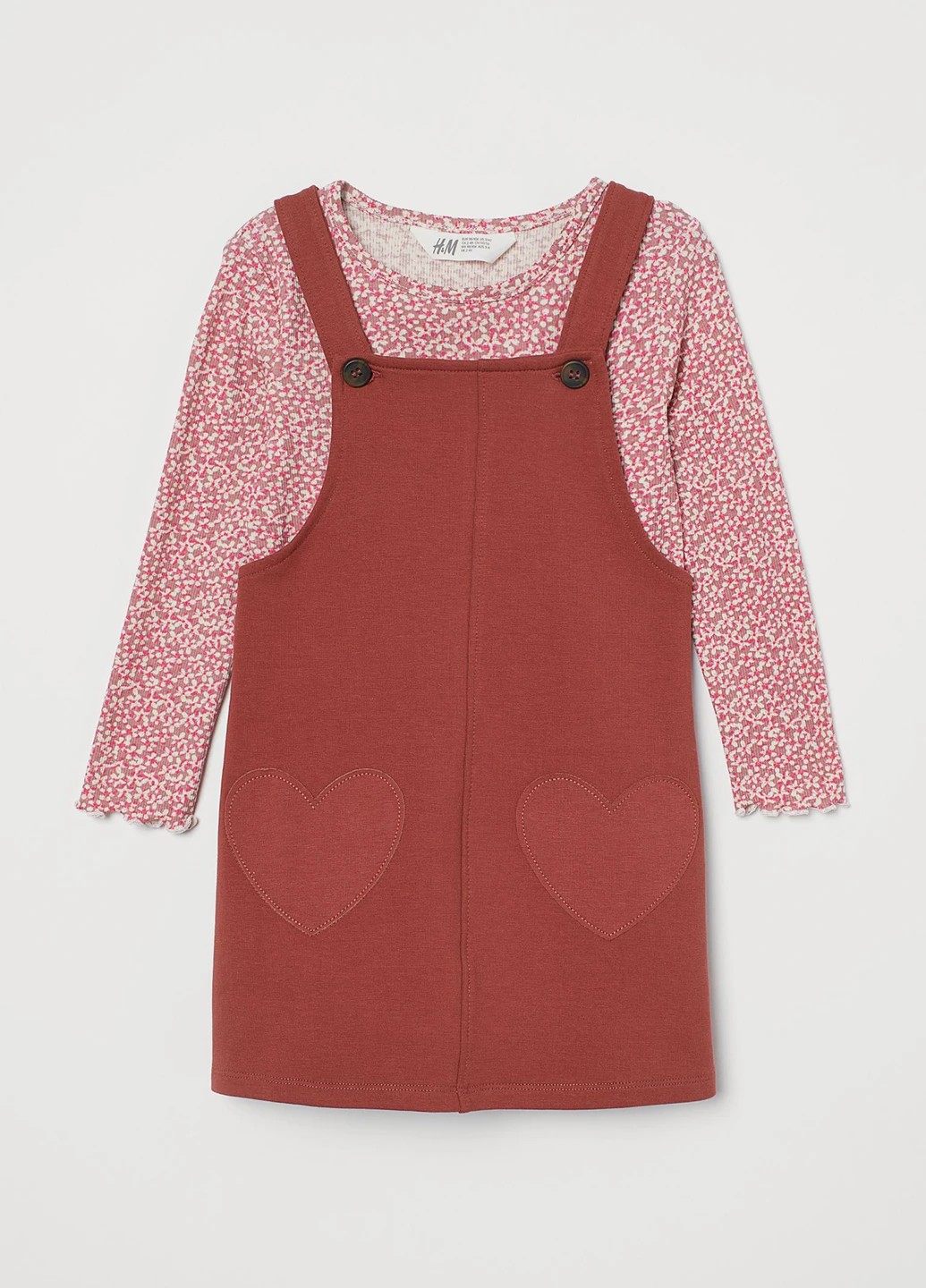 Бордовий демісезонний комплект (лонгслів, сарафан) H&M