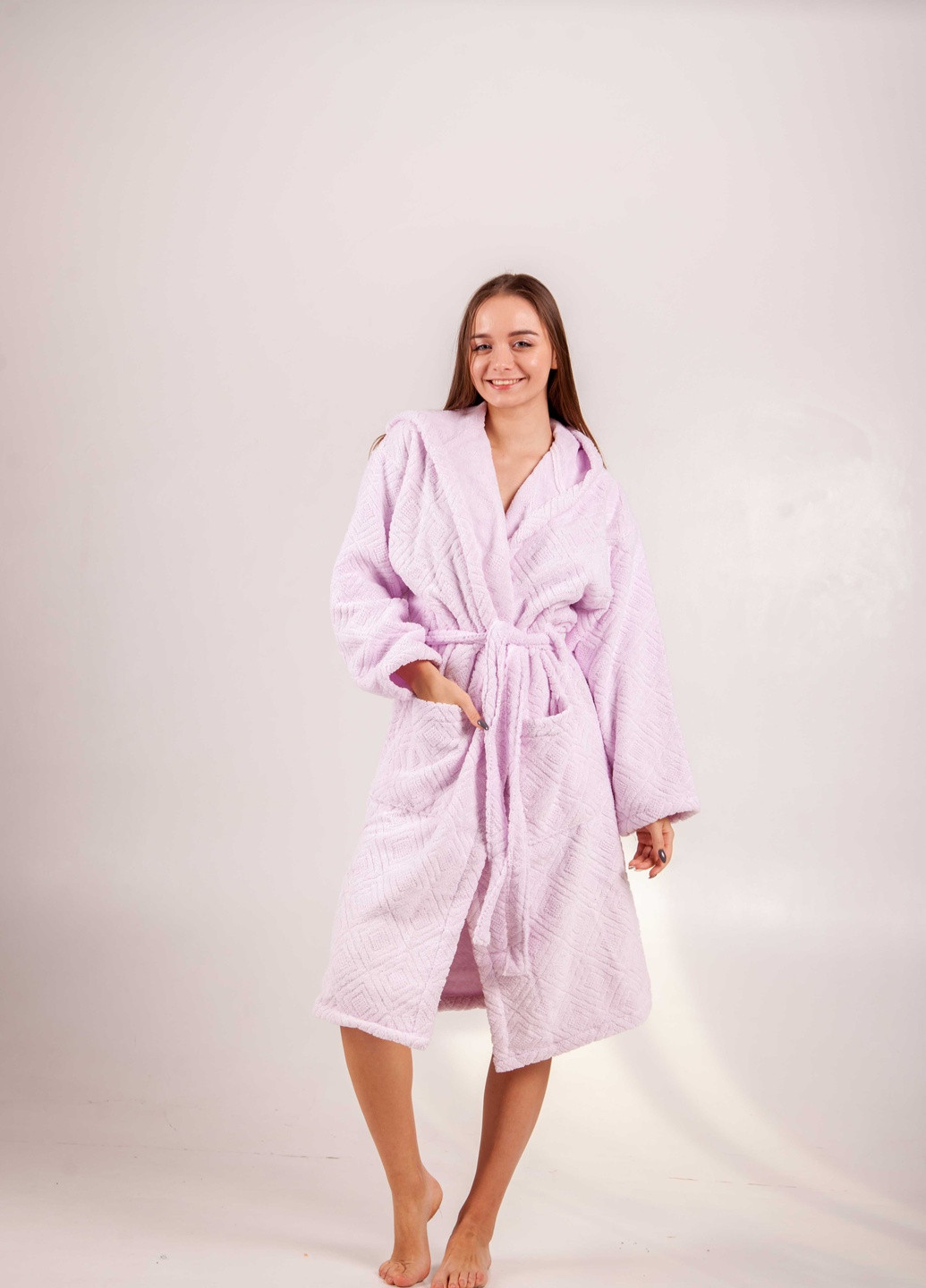 Халат махровый Berlin, светло-лиловый, размер M (3800980994101) Bulgaria-Tex плотность - 420 гр/м2 (251459970)