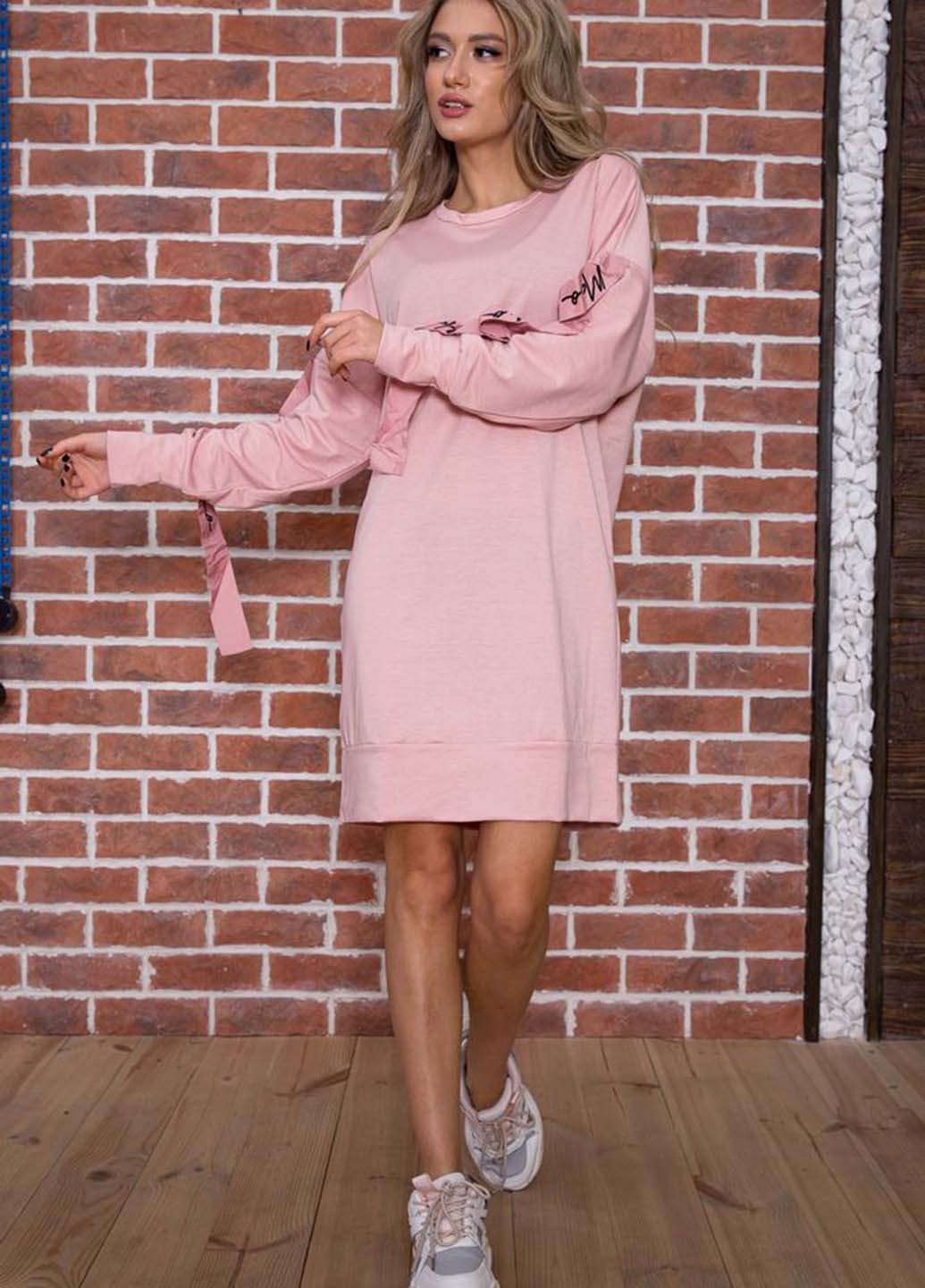 Розовое кэжуал платье платье-свитшот Ager однотонное