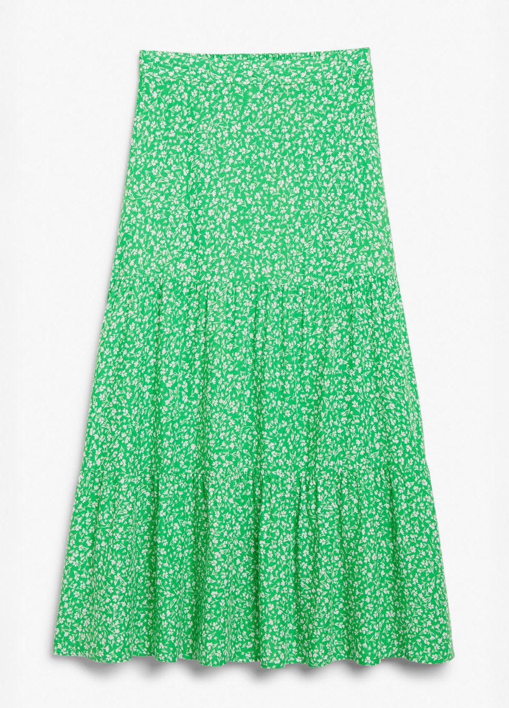 Зеленая кэжуал цветочной расцветки юбка Monki а-силуэта (трапеция)