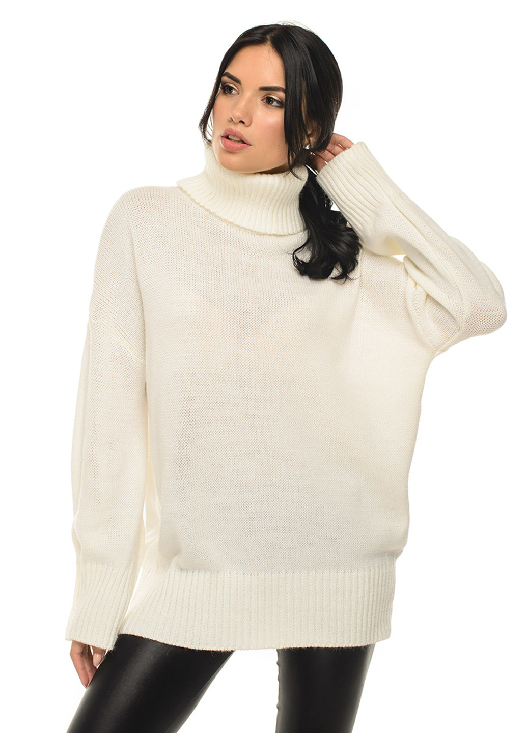 Молочный демисезонный свободный женский свитер SVTR