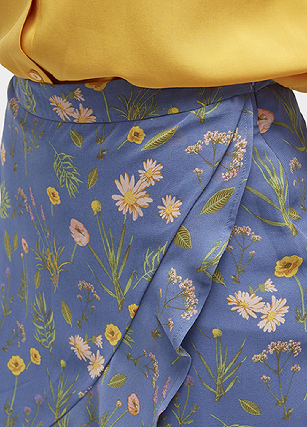 Голубая кэжуал цветочной расцветки юбка Tom Tailor мини