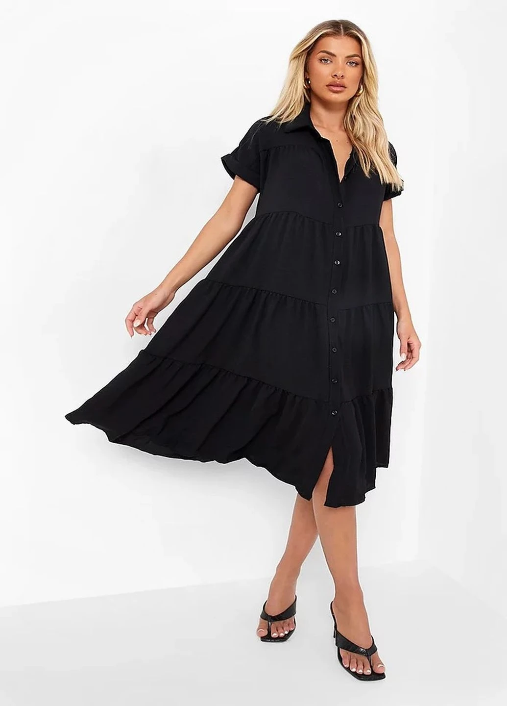 Черное кэжуал платье Boohoo однотонное