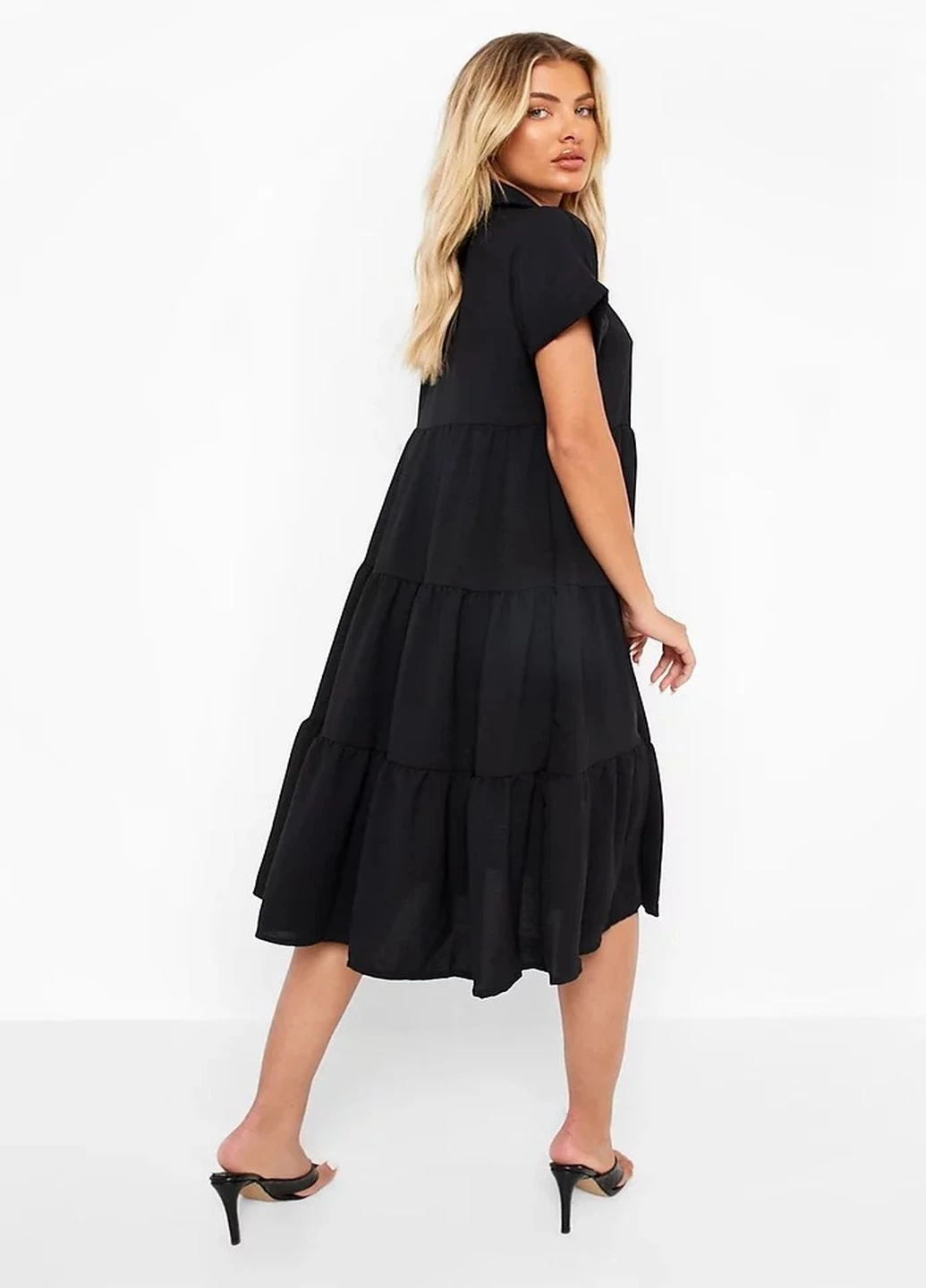 Черное кэжуал платье Boohoo однотонное