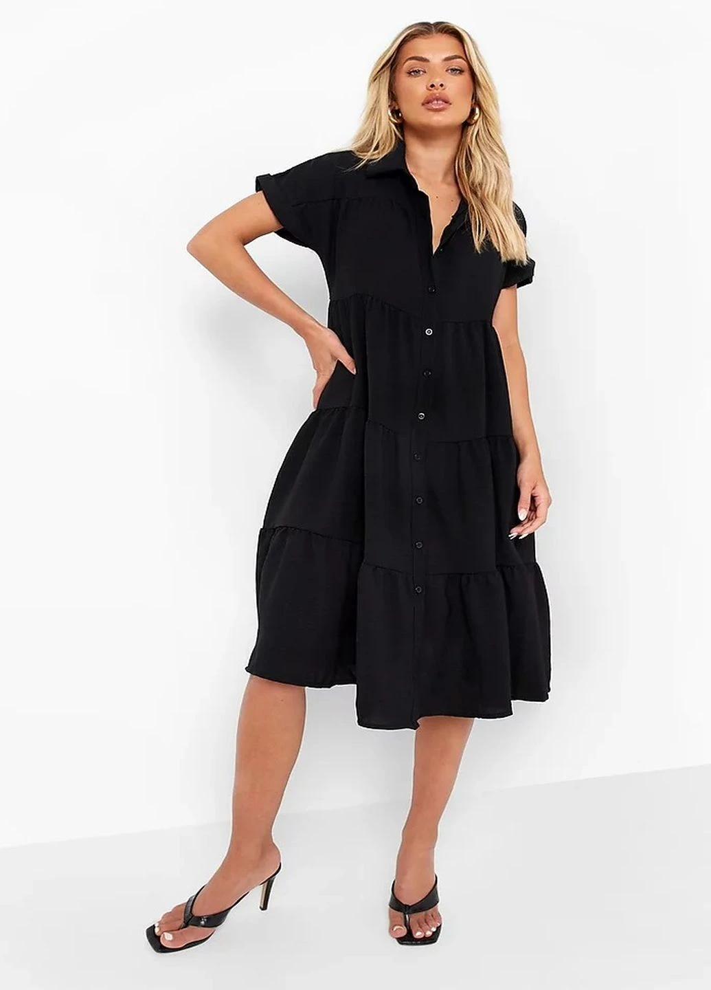 Черное кэжуал платье Boohoo однотонное