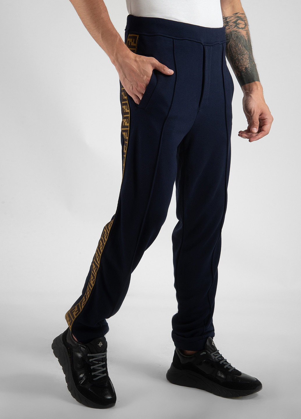 Темно-синие спортивные демисезонные брюки Fendi