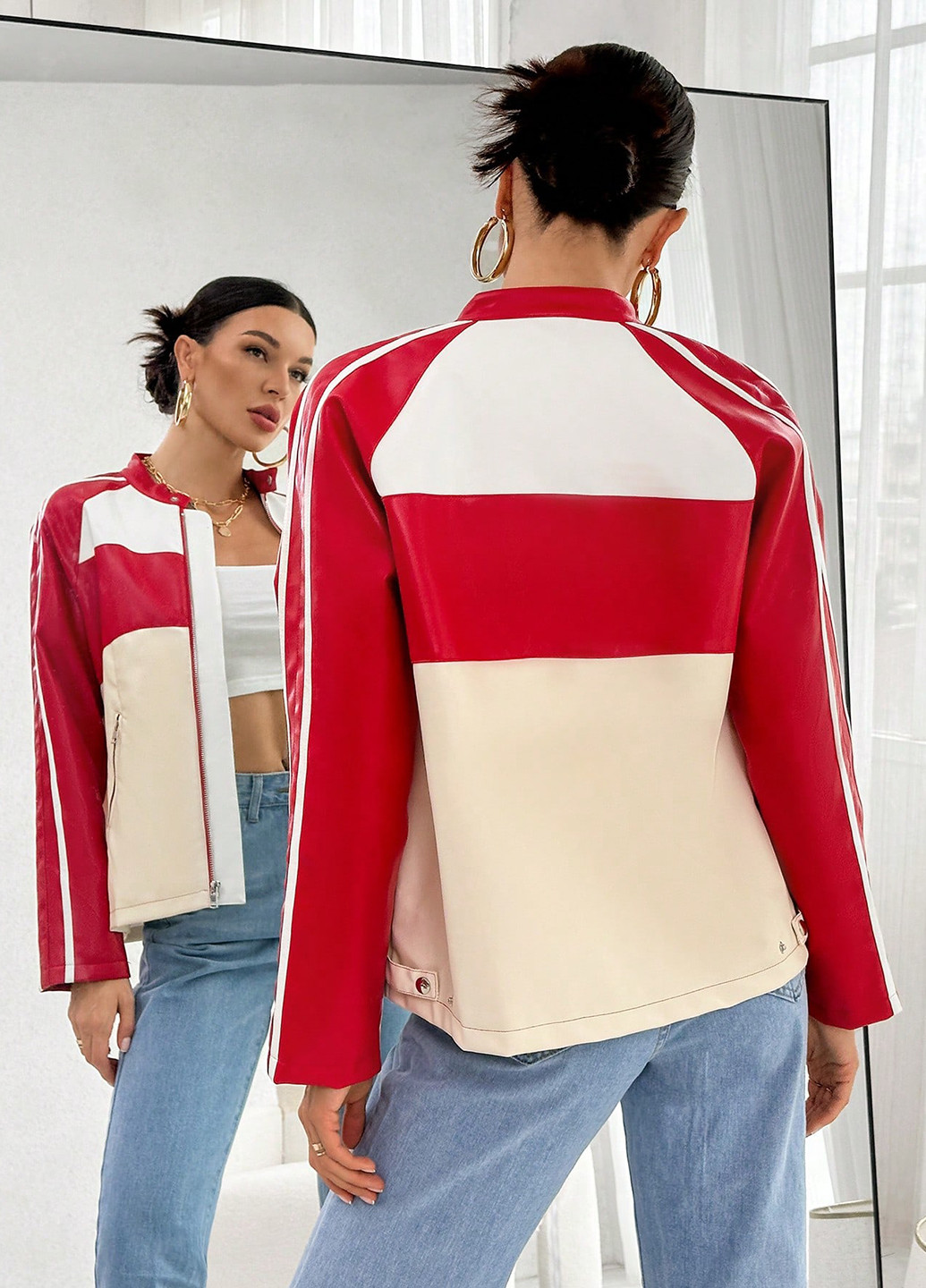 Комбінована демісезонна куртка байкерська SHEIN