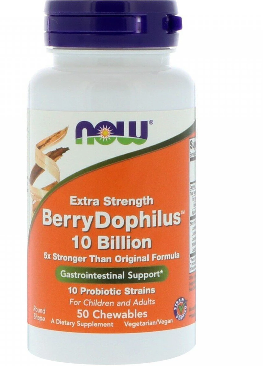 Пробиотик Extra Strength Berry Dophilus 10 Billion 50 Chewables Now (254918365)
