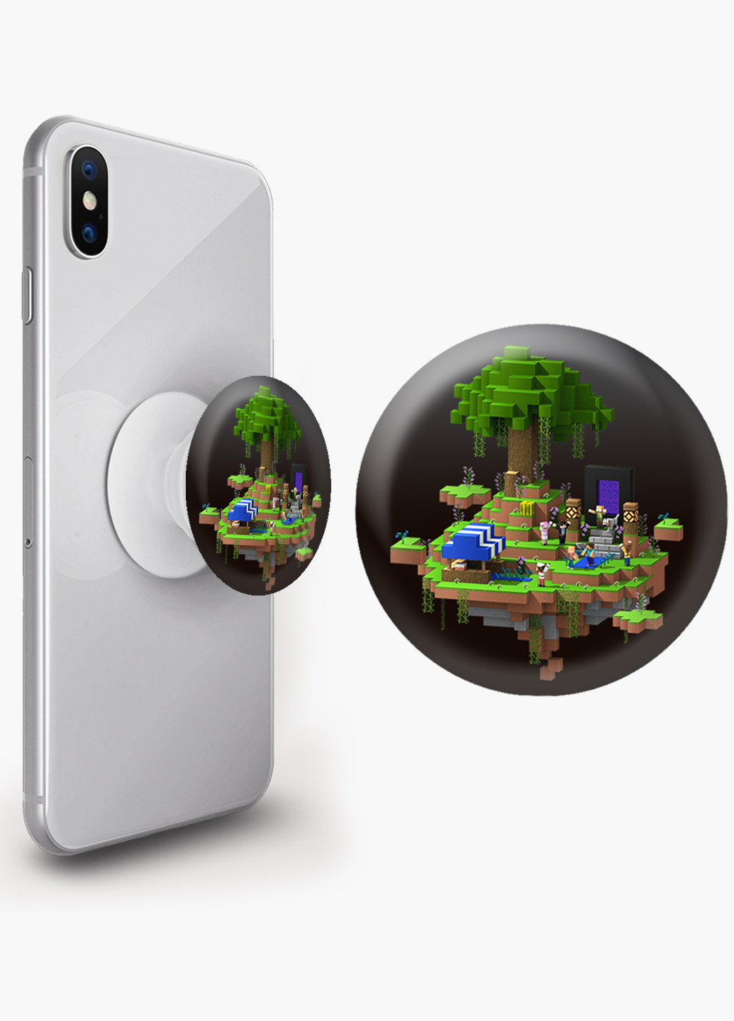 Попсокет (Popsockets) тримач для смартфону Майнкрафт (Minecraft) (8754-1177) Чорний MobiPrint (216748531)