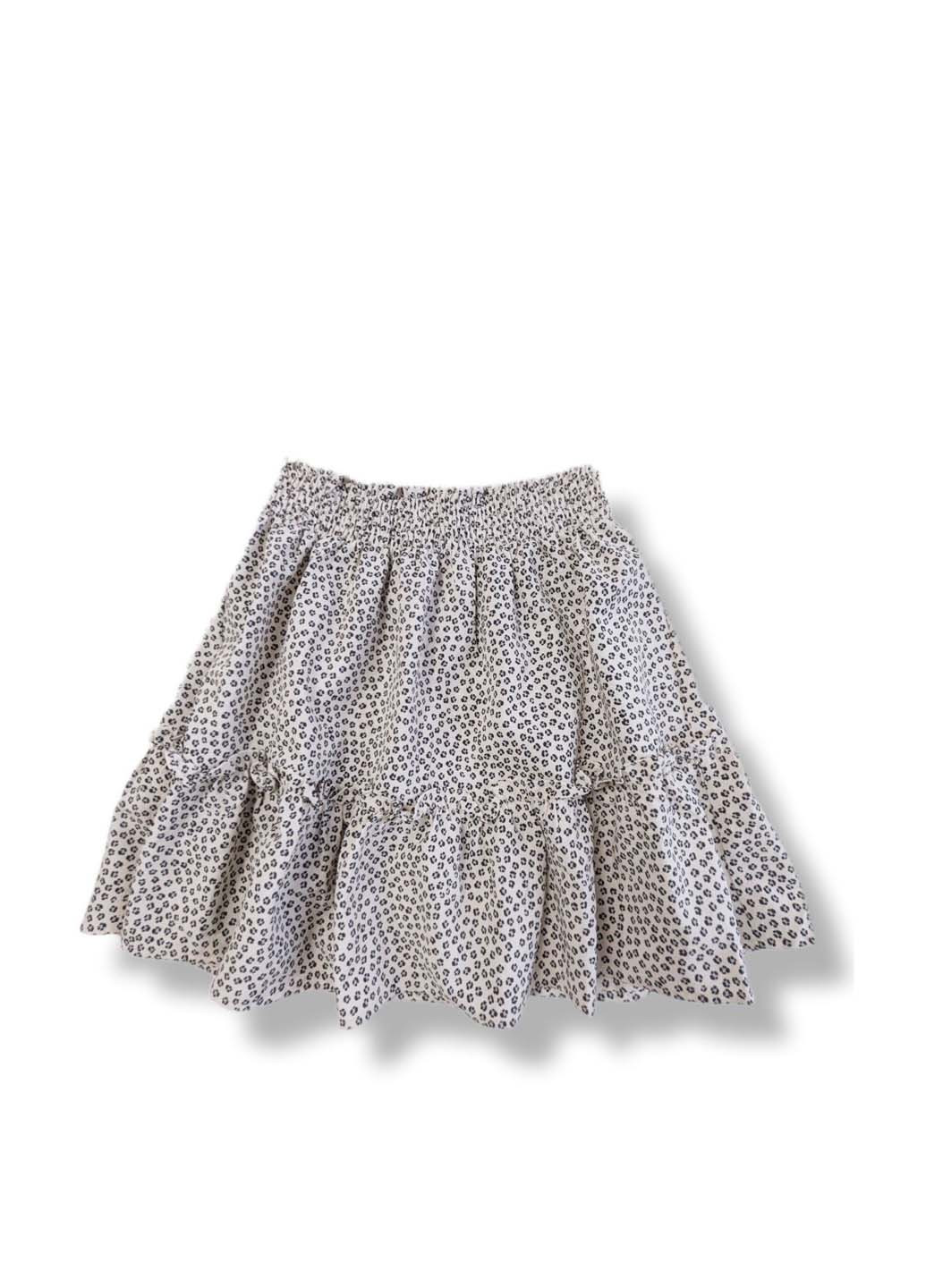 Бежевая кэжуал цветочной расцветки юбка H&M а-силуэта (трапеция)