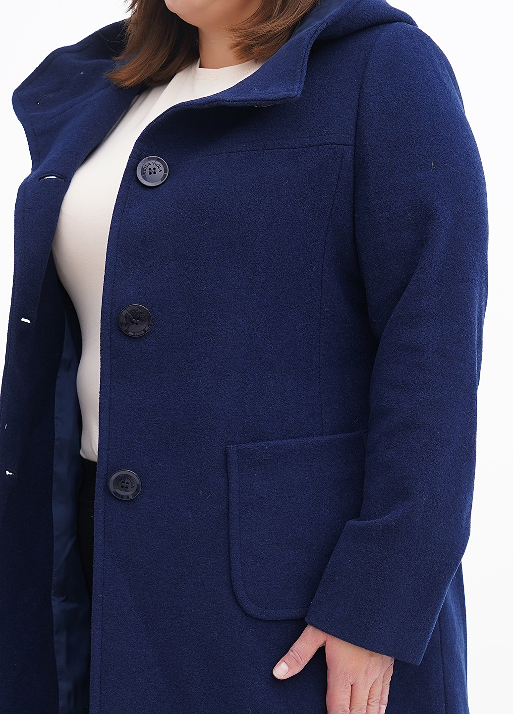 Темно-синее демисезонное Пальто однобортное Luisa Viola