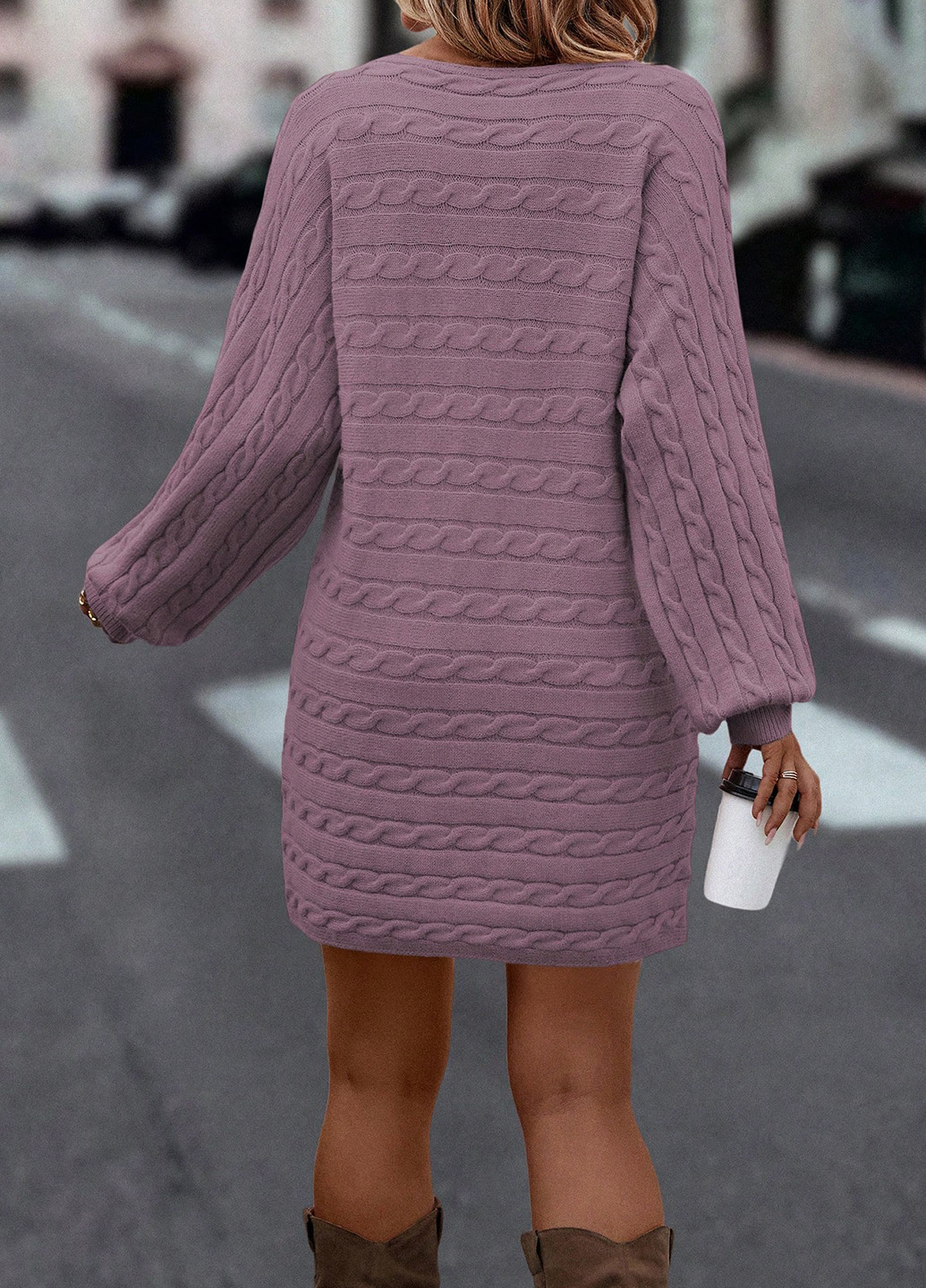 Рожево-лілова кежуал сукня сукня светр SHEIN однотонна