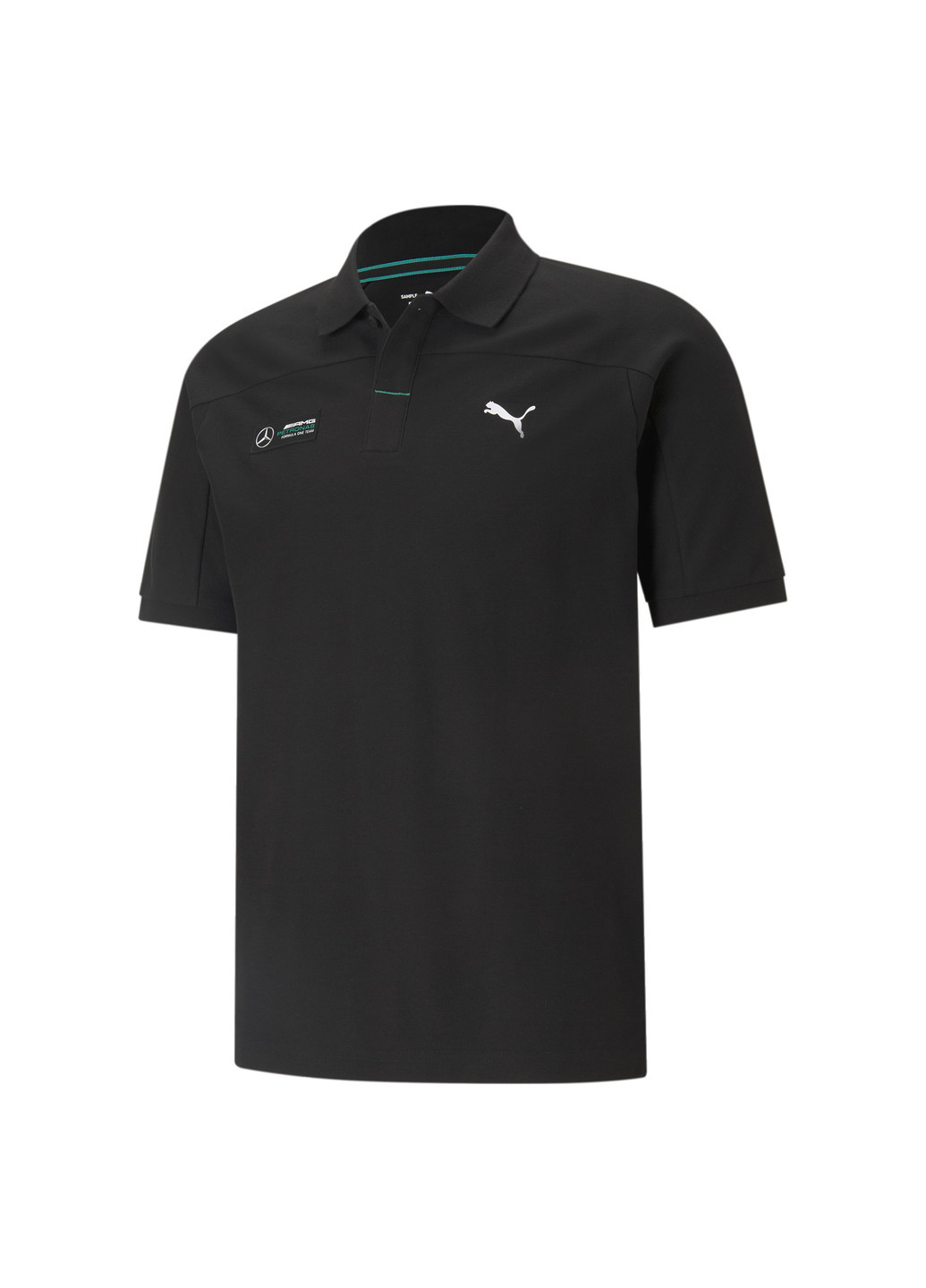Поло Mercedes F1 Men's Polo Shirt Puma однотонне чорне спортивне бавовна, поліестер