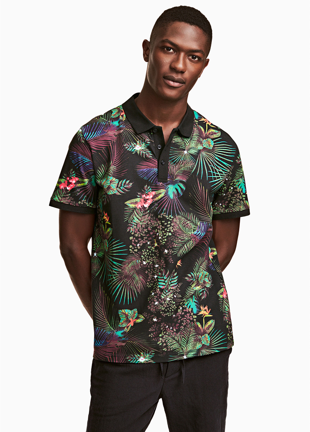 Цветная футболка-поло для мужчин H&M с рисунком