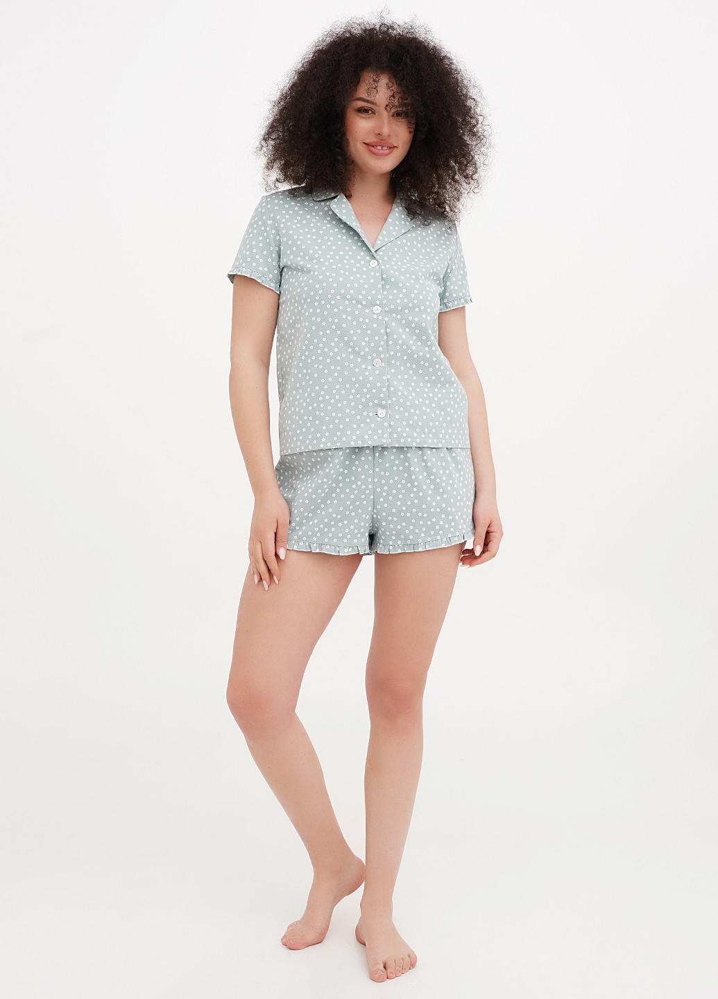 Мятная всесезон пижама (рубашка, шорты) рубашка + шорты Silence