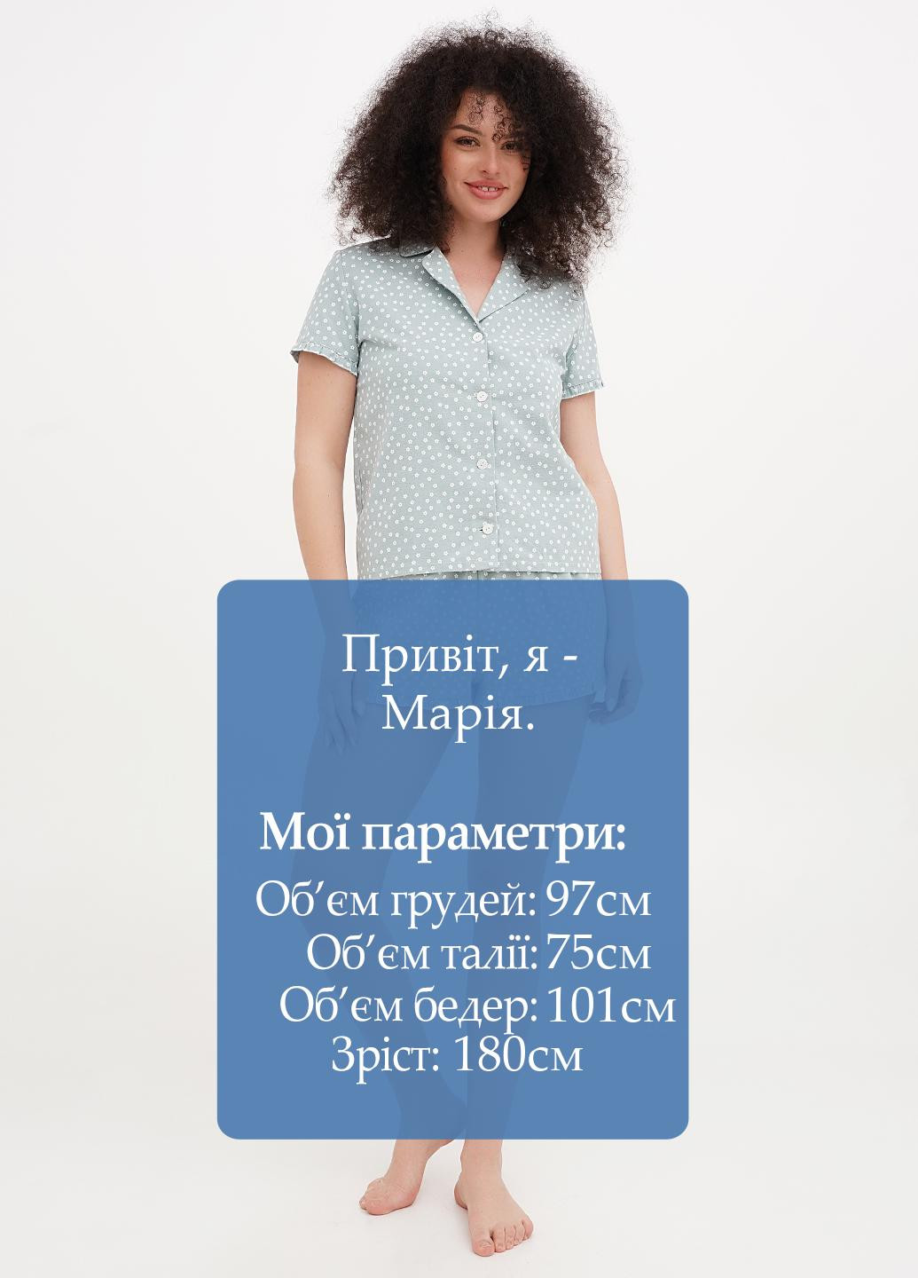 Мятная всесезон пижама (рубашка, шорты) рубашка + шорты Silence