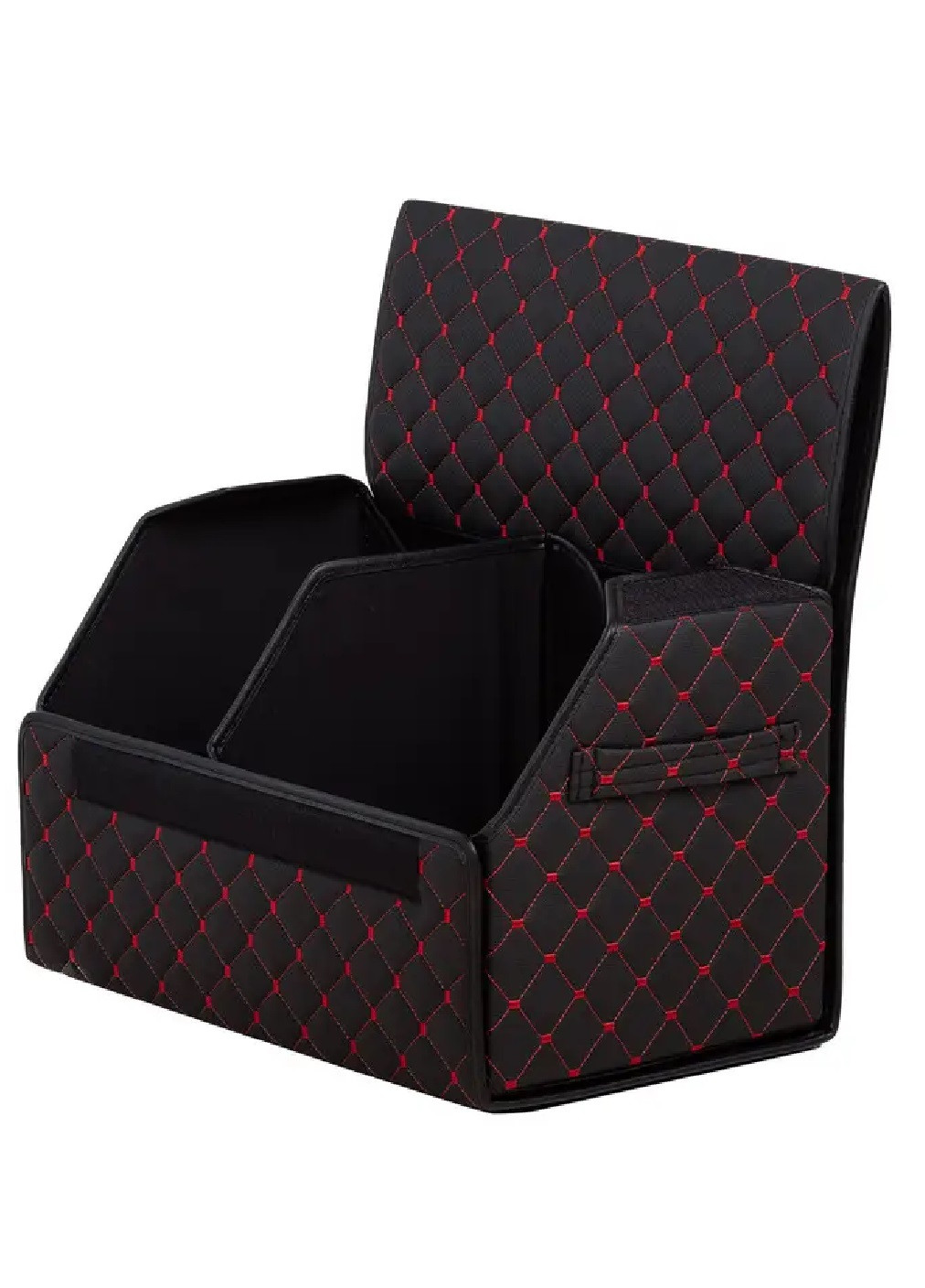 Органайзер складний сумка у багажник в автомобіль для продуктів з кришкою 66х32х30 см (473328-Prob) Чорний у червоний квадрат Unbranded (254402614)